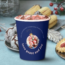 Vasos De Papel Blue Christmas Family Photo Love Peace Joy Holiday