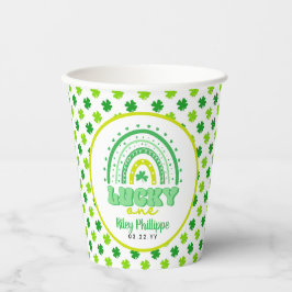 Vasos De Papel Blue Clover & Rainbow Lucky One First Birday