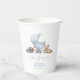 Vasos De Papel Blue Coquette Baby Carriage Baby Shower Paper Cups