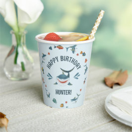 Vasos De Papel Blue Cute Funny Sharthday Party