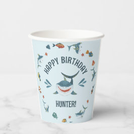 Vasos De Papel Blue Cute Funny Sharthday Party