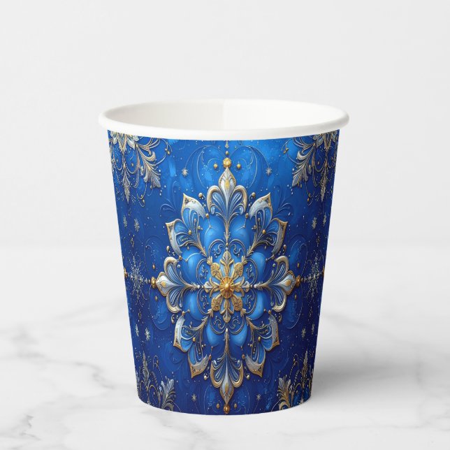 Vasos De Papel Blue Decorative Holiday Paper Cups (Izquierda)
