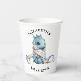 Vasos De Papel Blue Dragon Watercolor Baby Shower
