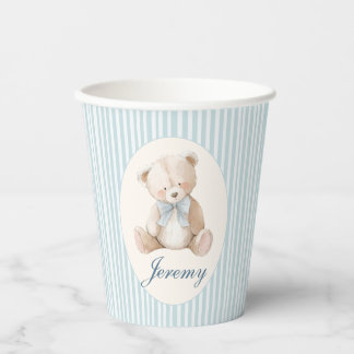 Vasos De Papel Blue Elegant Teddy Bear Baby's Birthday Paper Cups