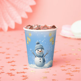 Vasos De Papel Blue Elegant Whimsical Winter Snowman Baby Shower