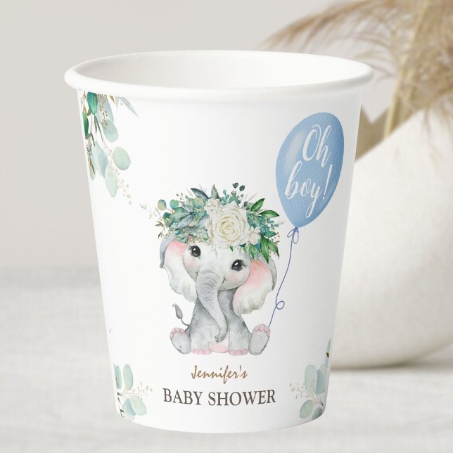 Vasos De Papel Blue Elephant Baby Shower Boy Paper (Subido por el creador)