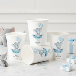 Vasos De Papel Blue Elephant It's a Boy Baby Shower Cups