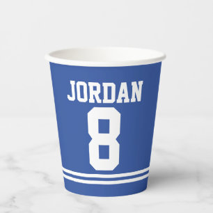 Vasos De Papel Blue Football Jersey - Fiesta de cumpleaños temáti
