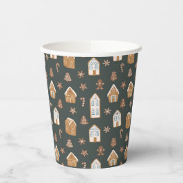 Vasos De Papel Blue Gingerbread House Pattern Baby Shower