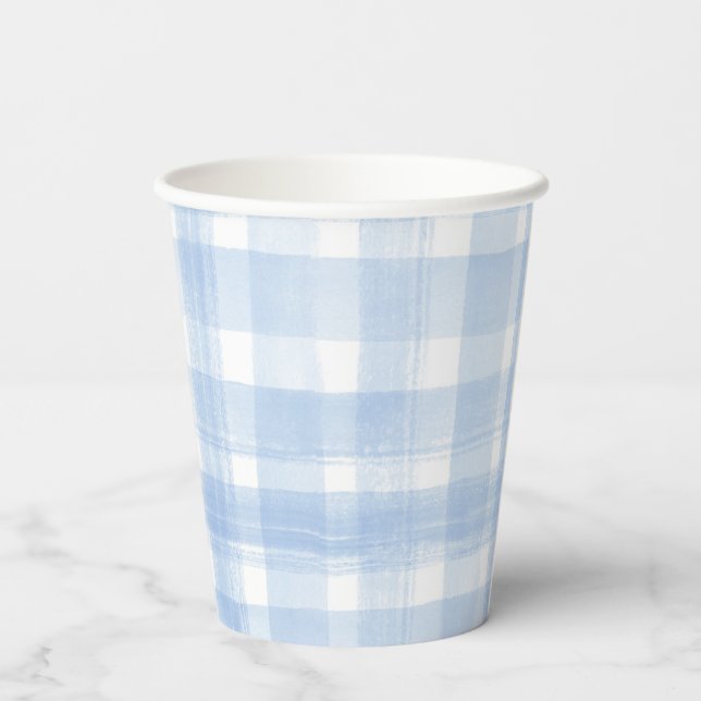 Vasos De Papel Blue Gingham Watercolor (Reverso )