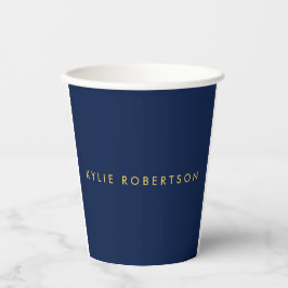Vasos De Papel Blue Gold Colours Profesional Trendy Plain Moderno