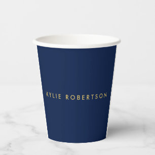 Vasos De Papel Blue Gold Colours Profesional Trendy Plain Moderno