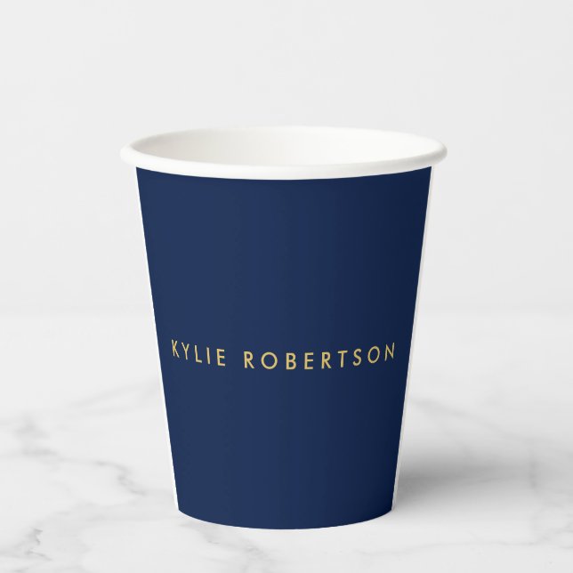 Vasos De Papel Blue Gold Colours Profesional Trendy Plain Moderno (Anverso)