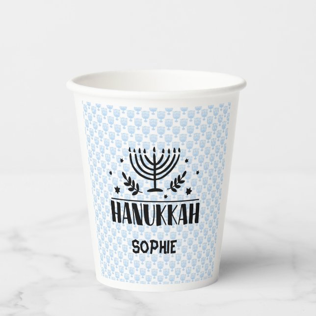 Vasos De Papel Blue Hanukkah (Anverso)