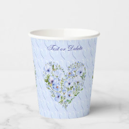 Vasos De Papel Blue Heart Floral Paper Cups