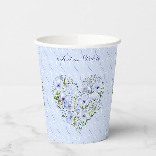 Vasos De Papel Blue Heart Floral Paper Cups (Izquierda)