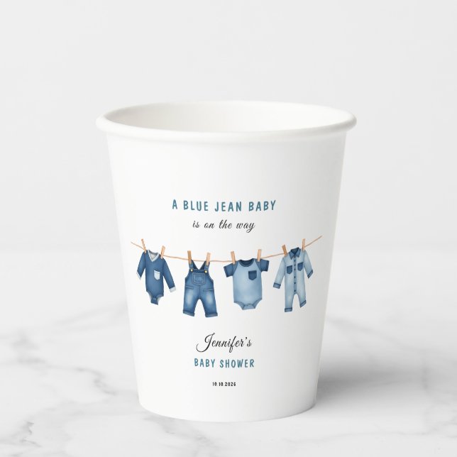 Vasos De Papel Blue Jean Baby Shower - Denim Theme (Anverso)