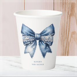 Vasos De Papel Blue Jean Bow Baby Shower