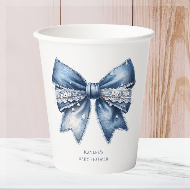 Vasos De Papel Blue Jean Bow Baby Shower (Subido por el creador)