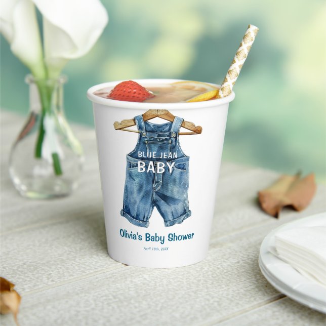 Vasos De Papel Blue Jean Boy Western Baby Shower (in situ)