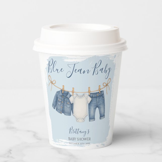 Vasos De Papel Blue Jeans Modern Boy Baby Shower (Anverso)