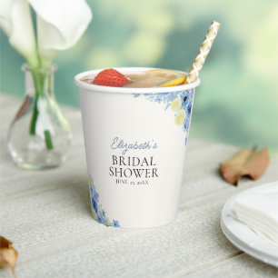 Vasos De Papel Blue Mediterranean Lemon Bridal shower