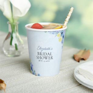 Vasos De Papel Blue Mediterranean Lemon Bridal shower