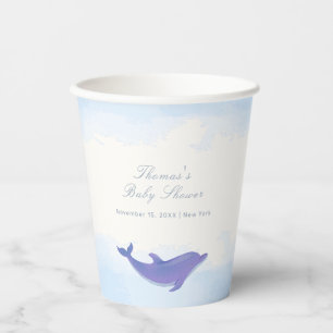Vasos De Papel Blue Minimalista Boho Ocean Dolphin Baby Shower