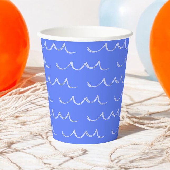 Vasos De Papel Blue Modern French Waves Water Paper Cups (Subido por el creador)