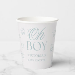 Vasos De Papel Blue Oh Boy Hand Drawn Minimal Baby Shower