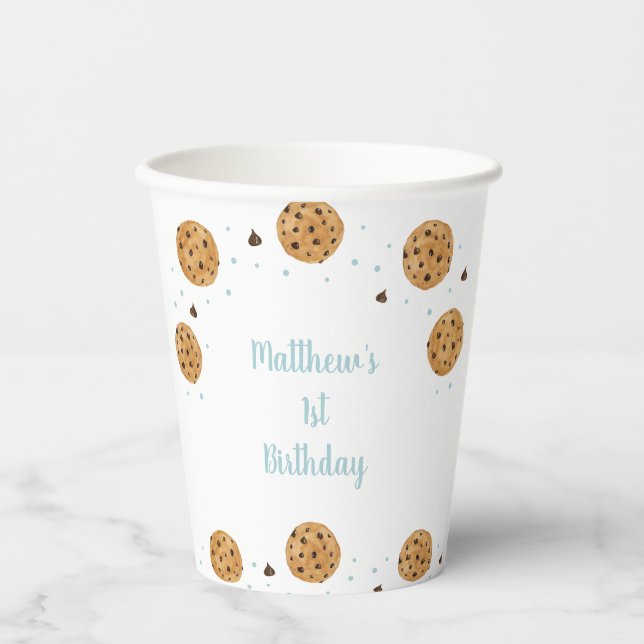 Vasos De Papel Blue One Sweet Cookie Birthday (Anverso)