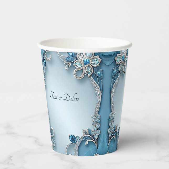 Vasos De Papel Blue Ornate Floral Paper cup (Reverso )