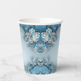 Vasos De Papel Blue Ornate Floral Paper cup