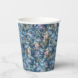 Vasos De Papel Blue peony floral patrón vintage floral jardín