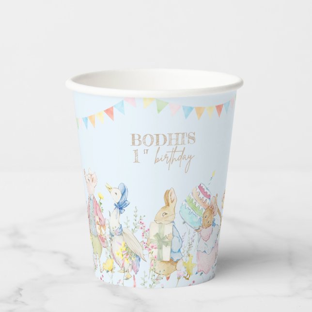 Vasos De Papel Blue Peter the Rabbit First Birday (Anverso)