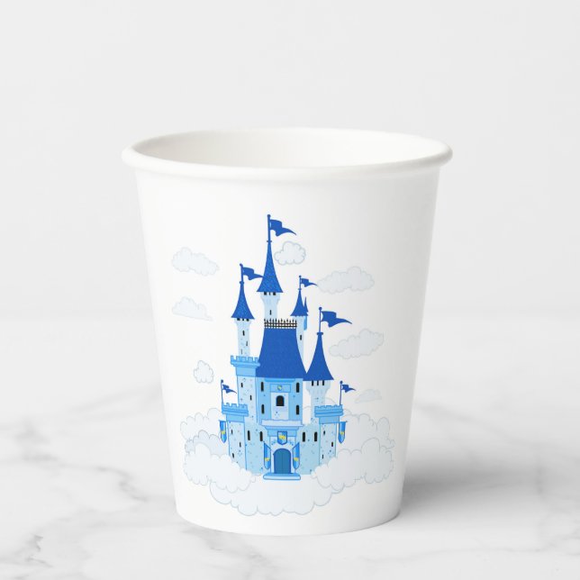 Vasos De Papel Blue Princess Castle Personalized Girly (Anverso)