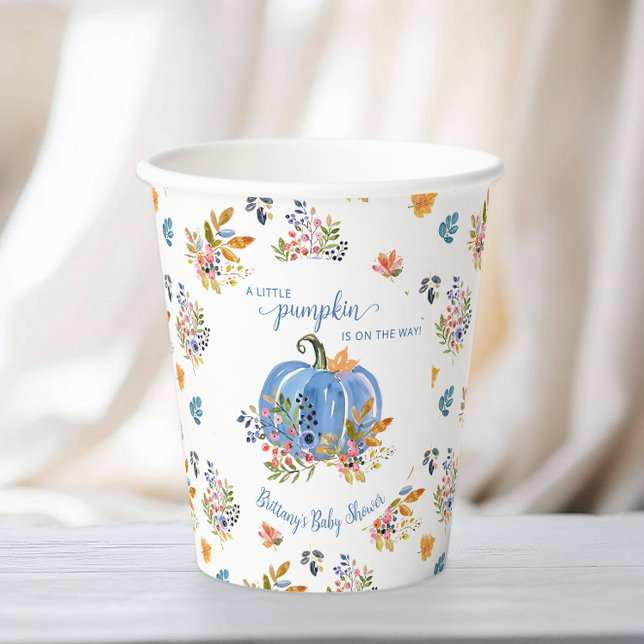 Vasos De Papel Blue Pumpkin Autumn Whimsical Baby Shower (Subido por el creador)