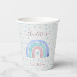 Vasos De Papel Blue Purple Pastel Rainbow First Birday