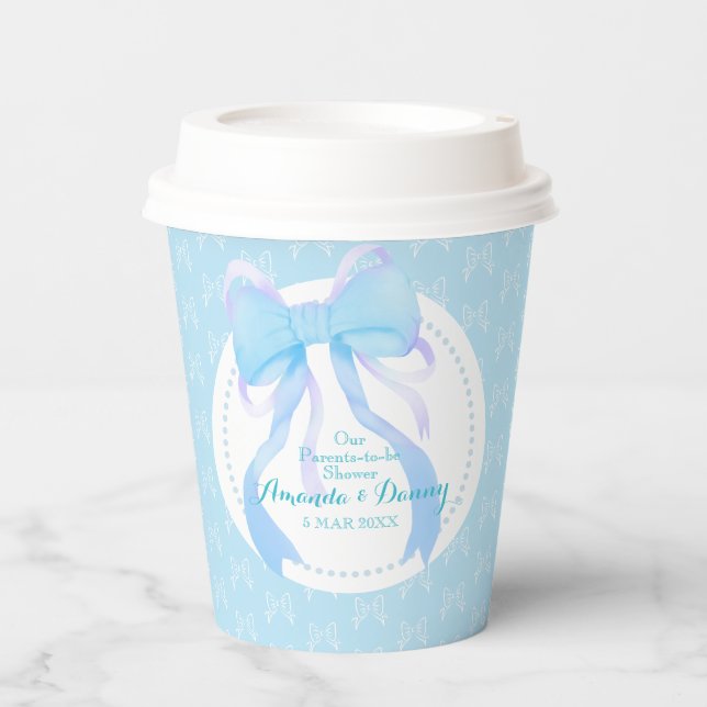 Vasos De Papel Blue Ribbon Baby Shower (Anverso)