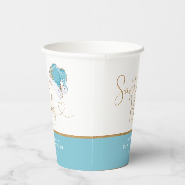 Vasos De Papel Blue Santa Hat Navidades Santa Baby Baby Shower (Derecha)