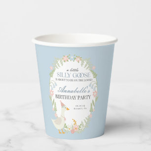 Vasos De Papel Blue Silly Goose Floral Gingham Birthday Party