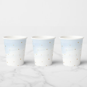 Vasos De Papel Blue Sky and Gold Stars Fiestas Cubos