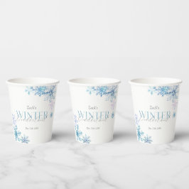 Vasos De Papel Blue Snowflake Winter Wonderland First Birthday