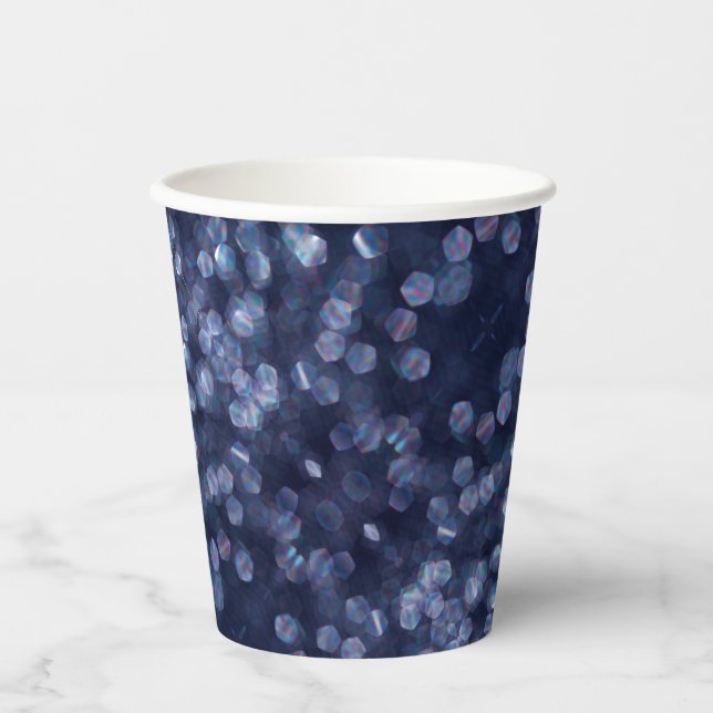 Vasos De Papel Blue Sparkle Bokeh Lights (Anverso)