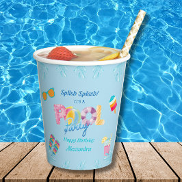 Vasos De Papel Blue Splish Splash Kids Birday Pool Fiesta