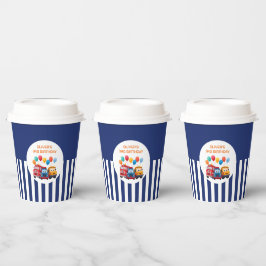 Vasos De Papel Blue Striped Truck Birthday Theme