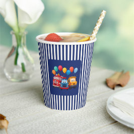 Vasos De Papel Blue Striped Truck Birthday Theme