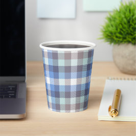 Vasos De Papel Blue Taupe Tartan Plaid