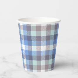 Vasos De Papel Blue Taupe Tartan Plaid