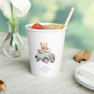 Vasos De Papel Blue Teddy Bear Balloon Boy Baby Shower